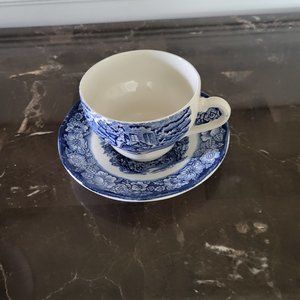 Staffordshire Liberty  Blue Cup and Saucer